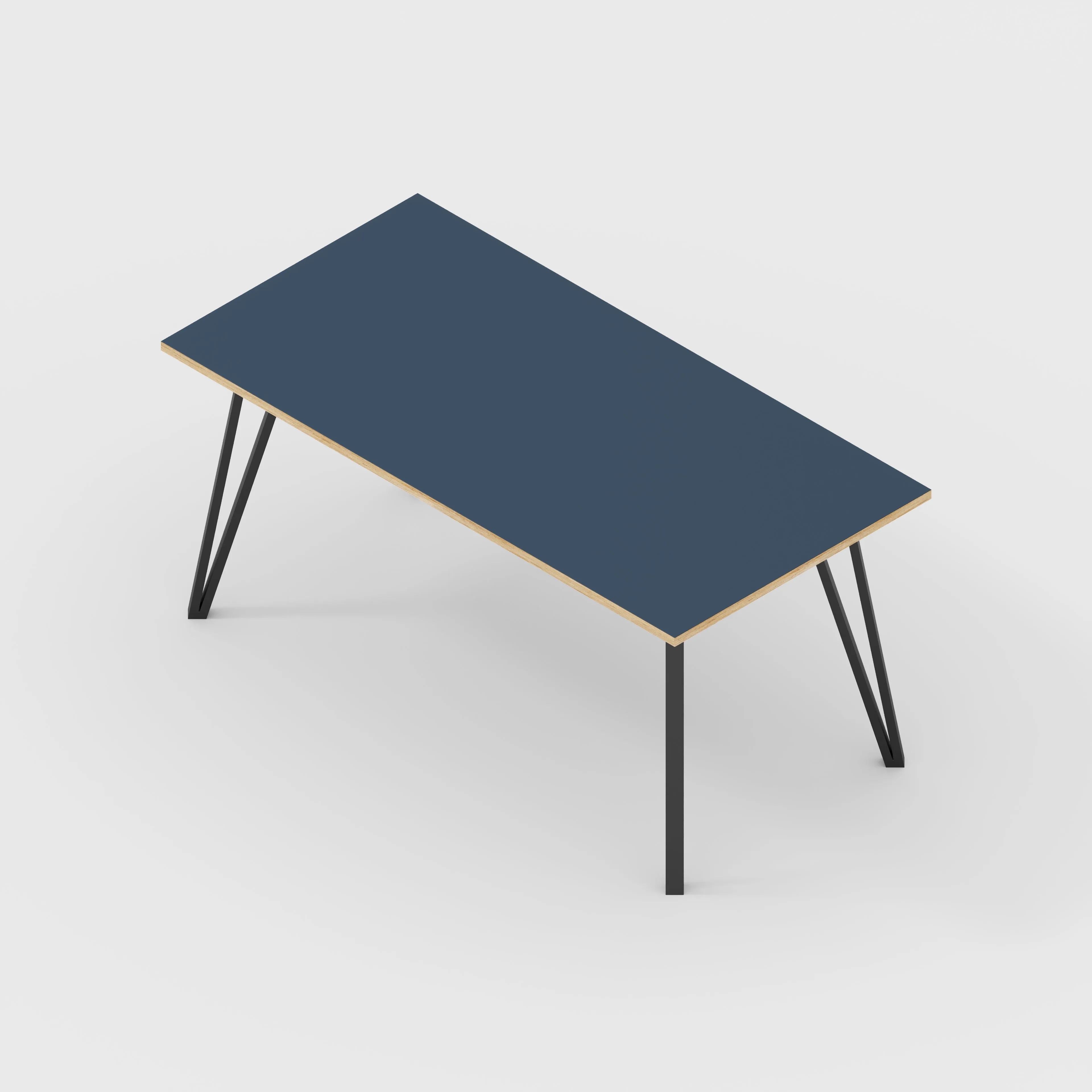 Plywood Table with Black Box Hairpin Legs - Formica Night Sea Blue - 1600(w) x 800(d) x 735(h)