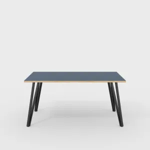 Plywood Table with Black Box Hairpin Legs - Formica Night Sea Blue - 1600(w) x 800(d) x 735(h)