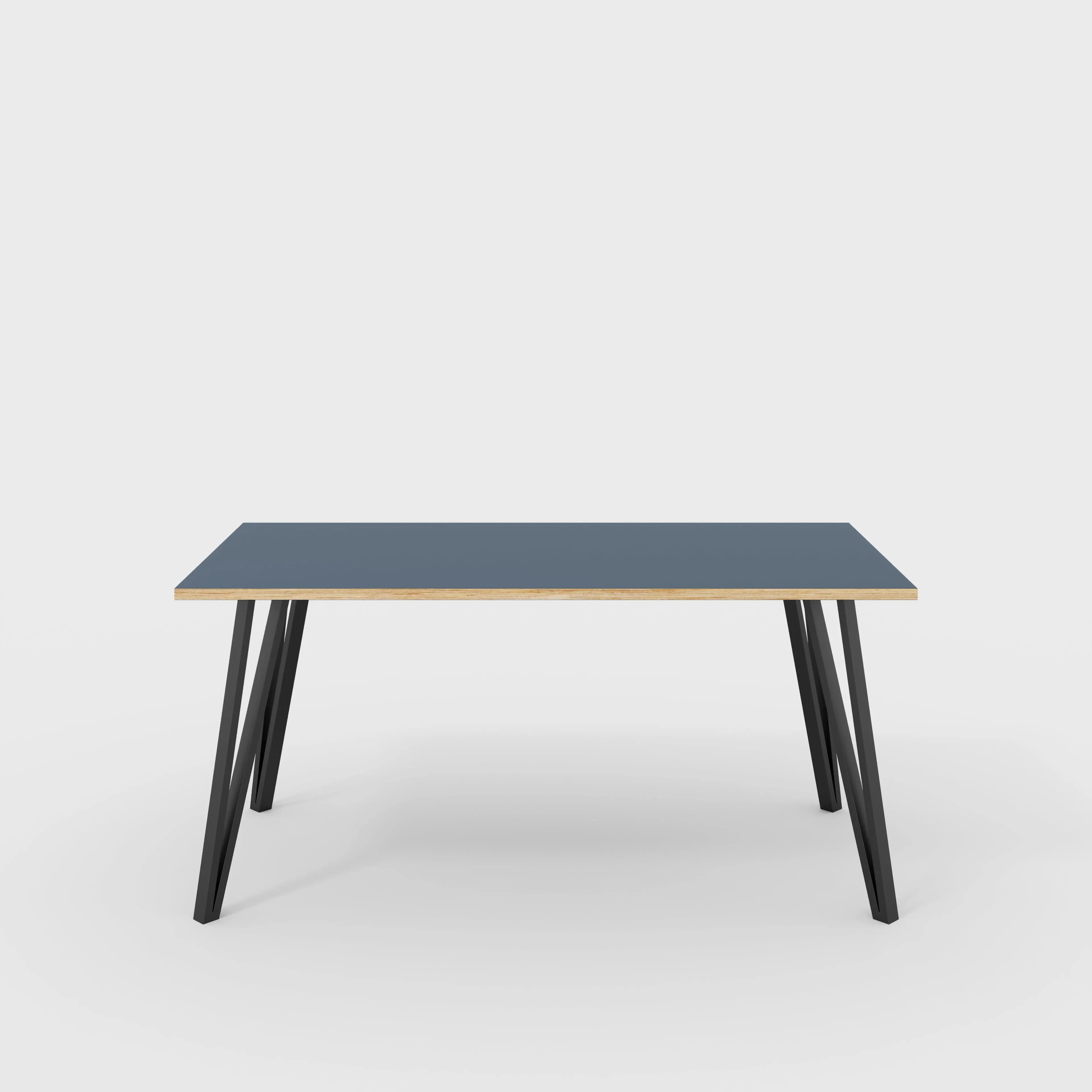 Plywood Table with Black Box Hairpin Legs - Formica Night Sea Blue - 1600(w) x 800(d) x 735(h)