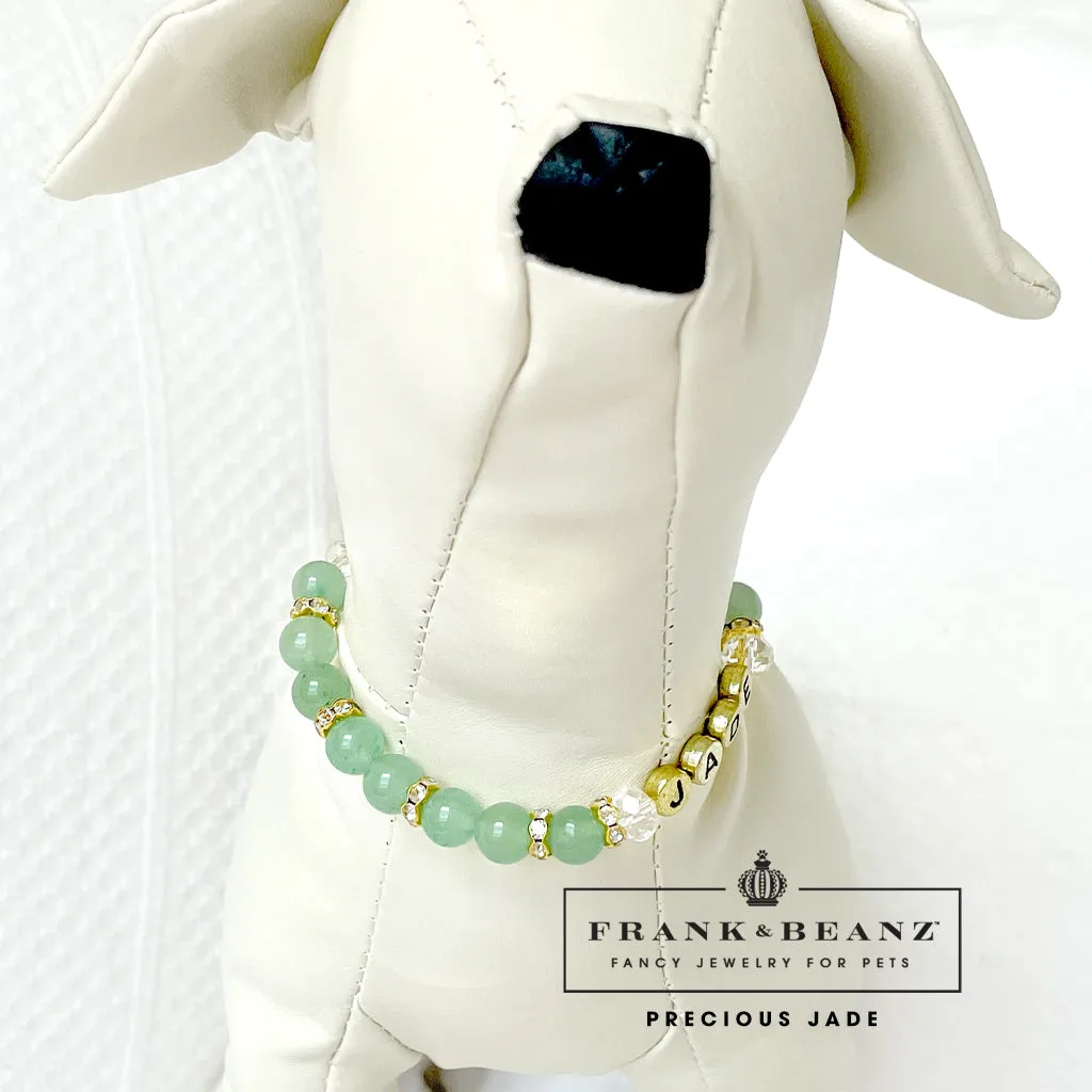 Precious Jade Glass Pearl Dog Necklace Luxury Pet Jewelry