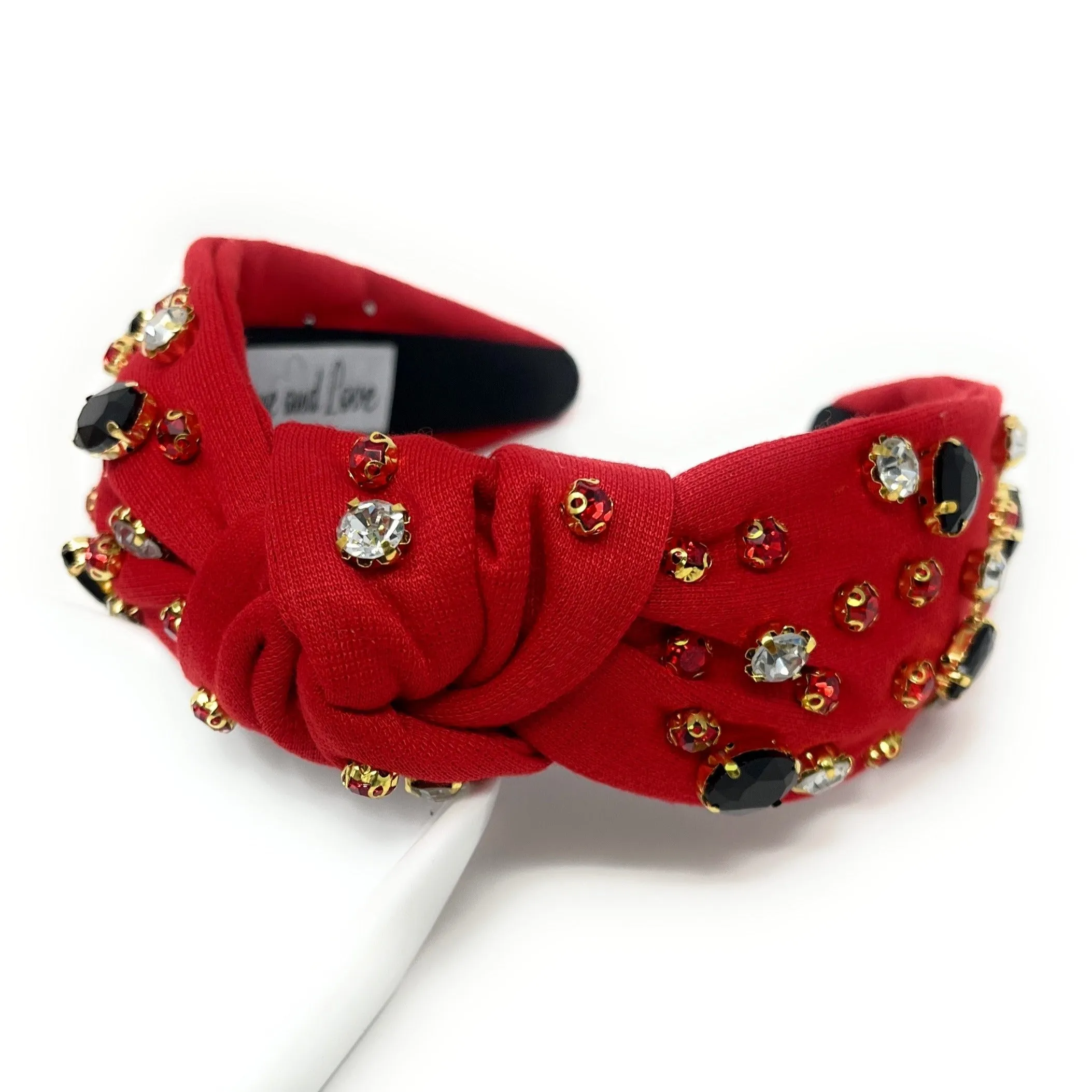 Red Black Knot Jeweled Headband