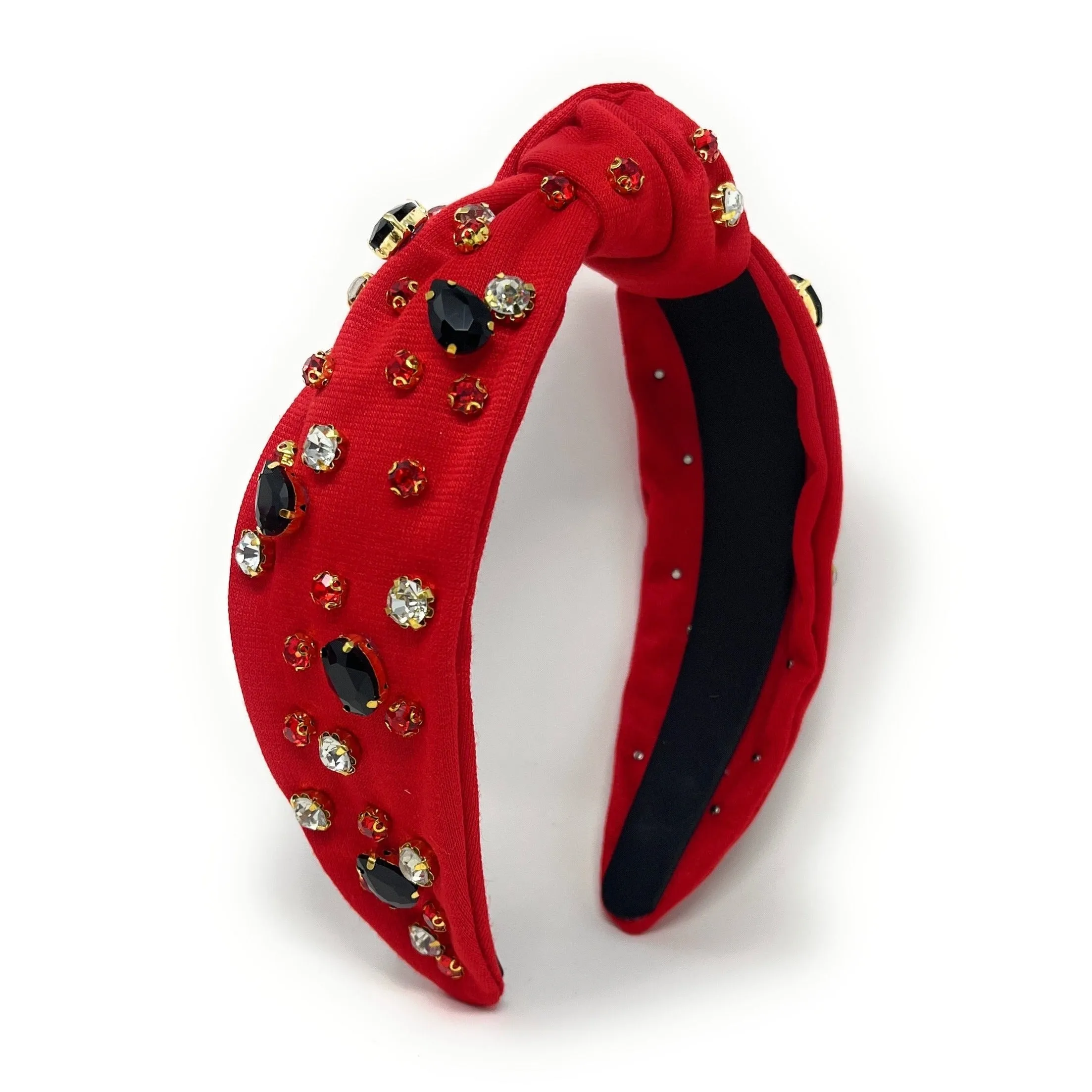 Red Black Knot Jeweled Headband