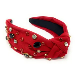 Red Black Knot Jeweled Headband