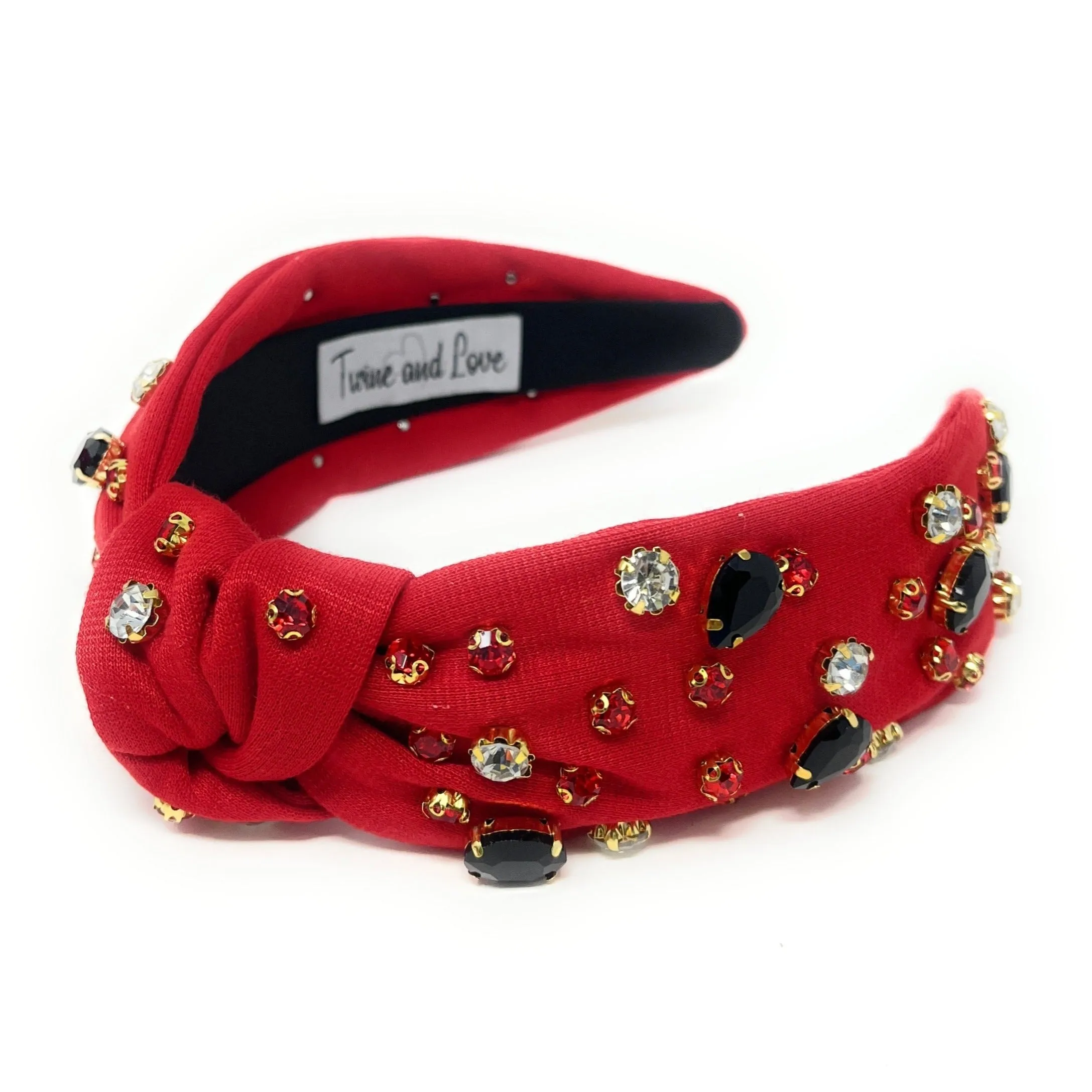 Red Black Knot Jeweled Headband