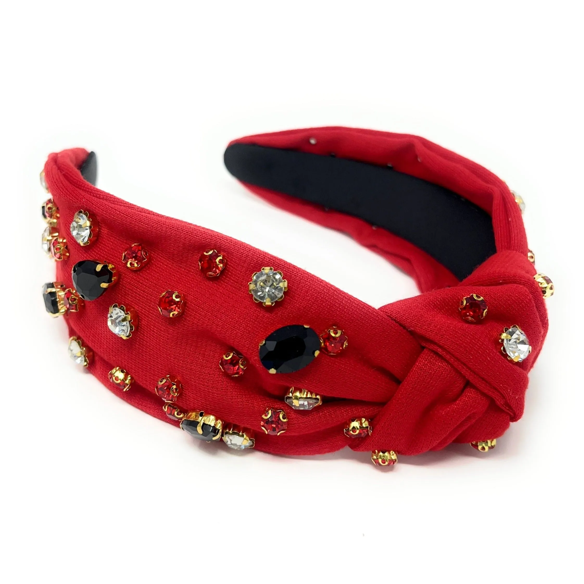 Red Black Knot Jeweled Headband