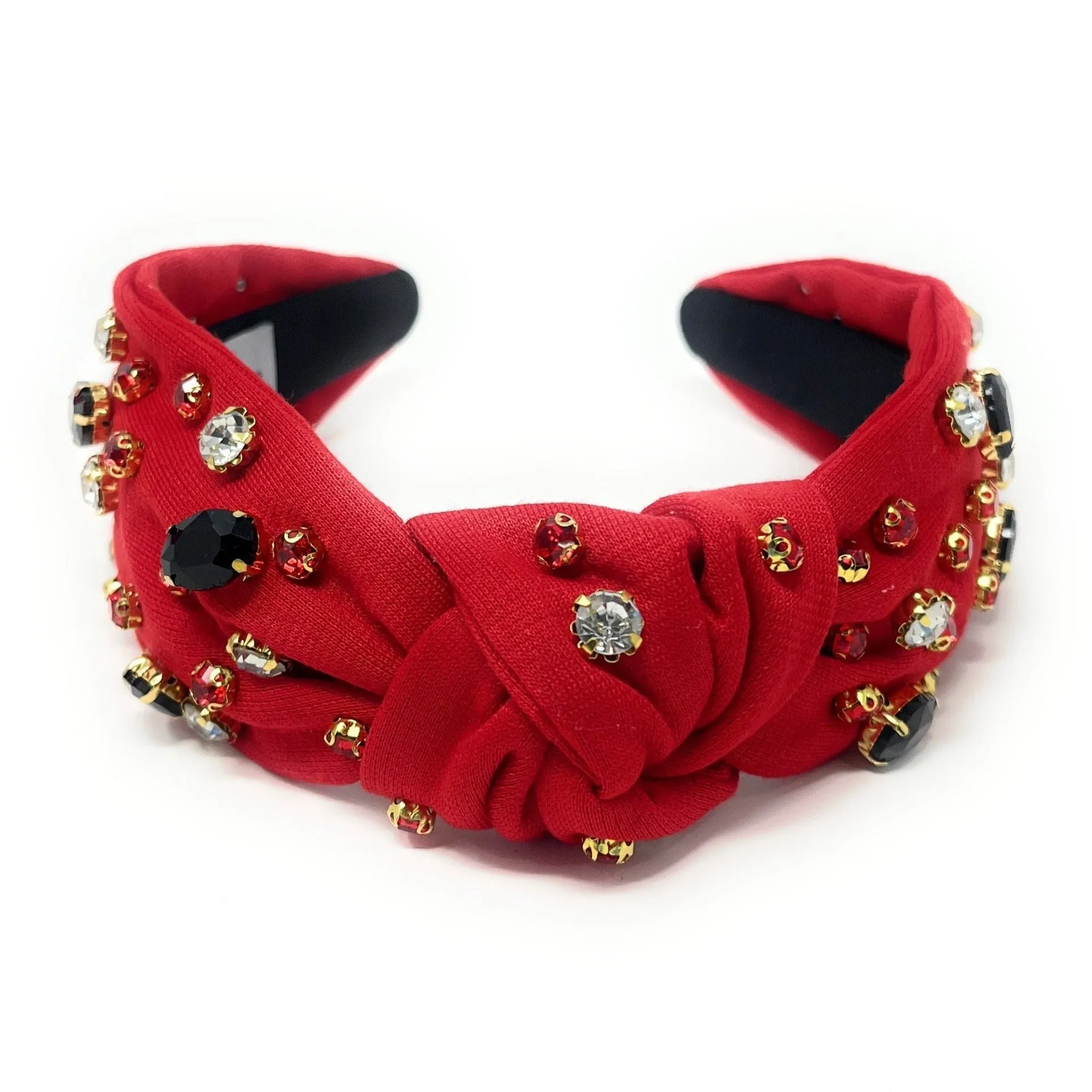 Red Black Knot Jeweled Headband