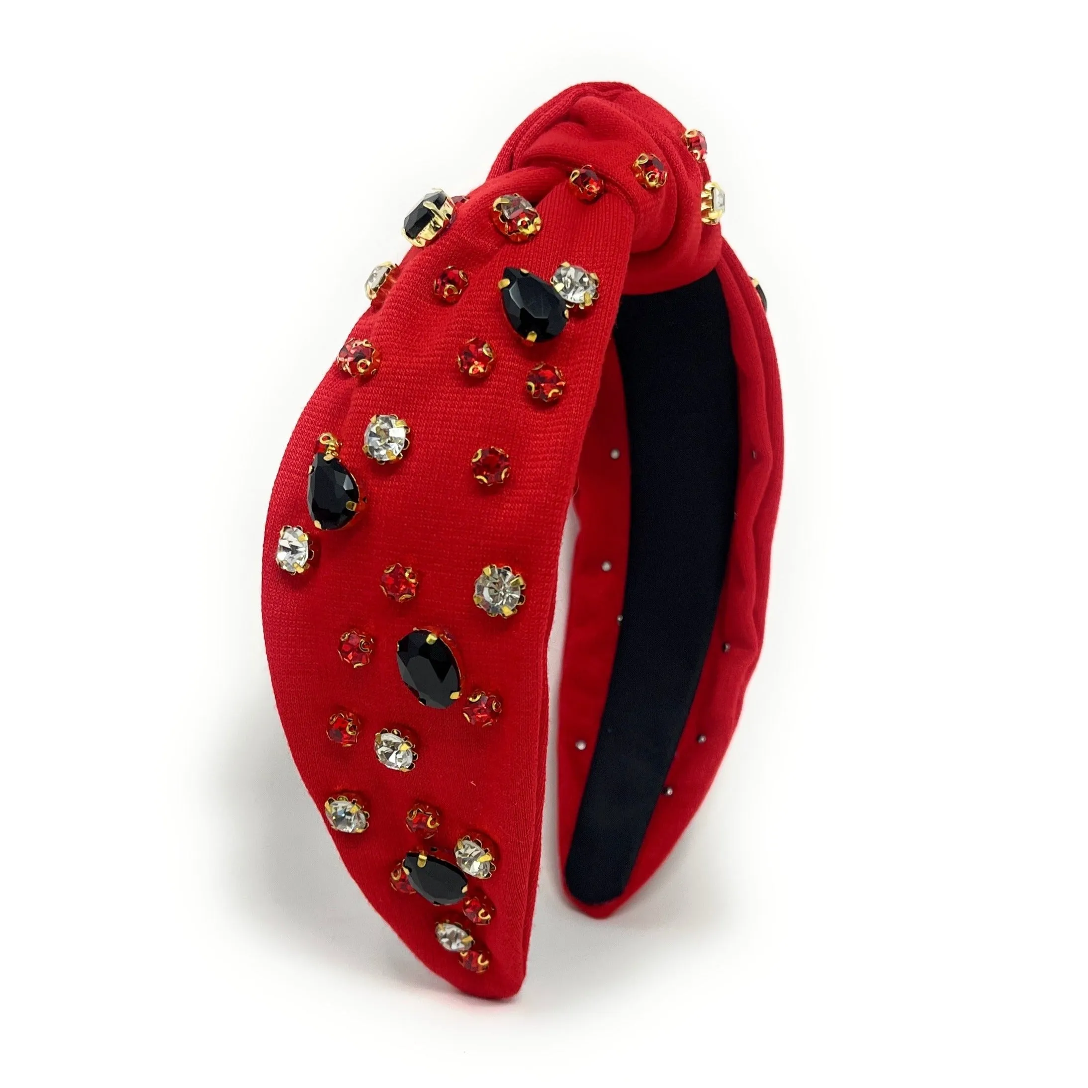 Red Black Knot Jeweled Headband