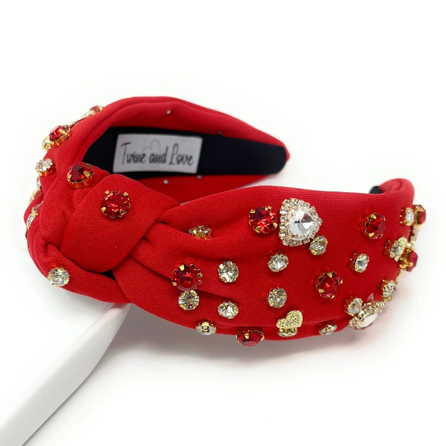 Red Valentines Jeweled Knot Headband