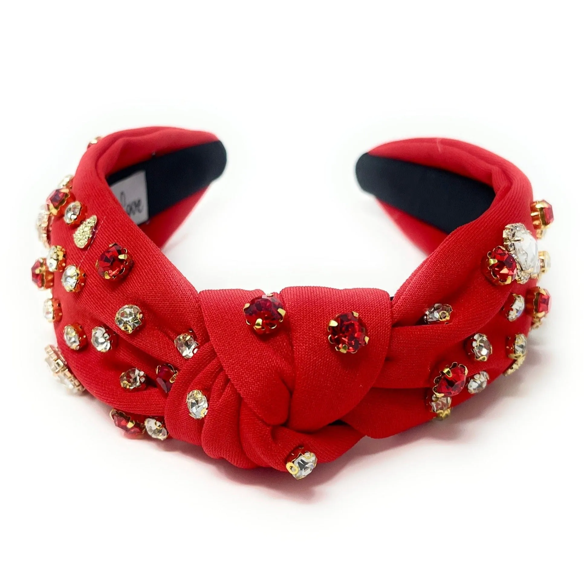 Red Valentines Jeweled Knot Headband