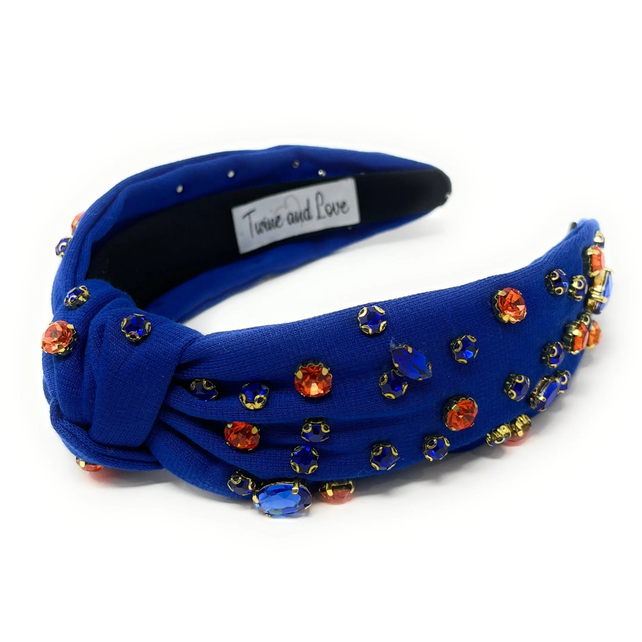 Royal Blue Orange Jeweled Headband