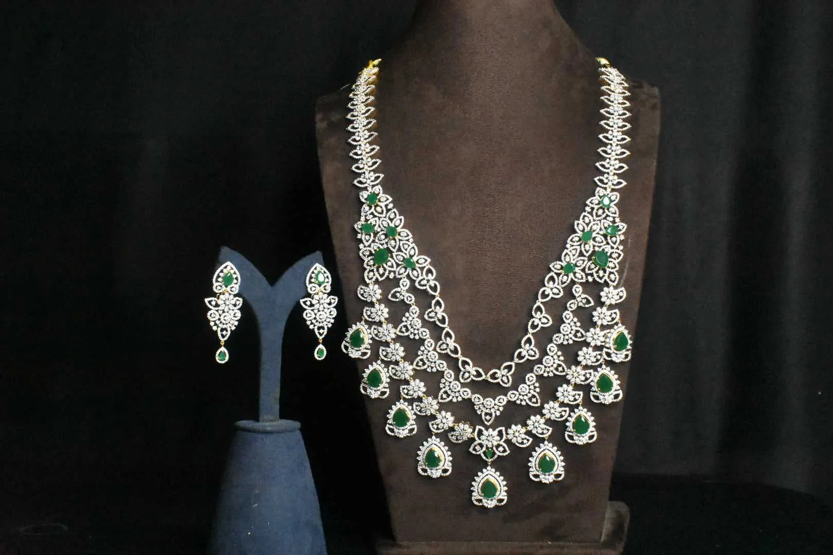 Ruby Emeralds Pendant American diamonds necklace set