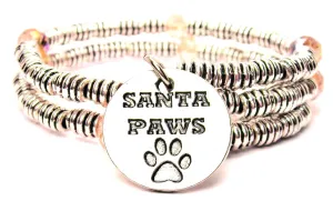 Santa Paws With Paw Print Curly Coil Wrap Style Bangle Bracelet