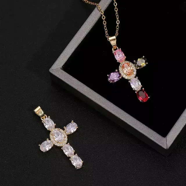 Sarah Zircon Cross Necklace