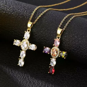 Sarah Zircon Cross Necklace