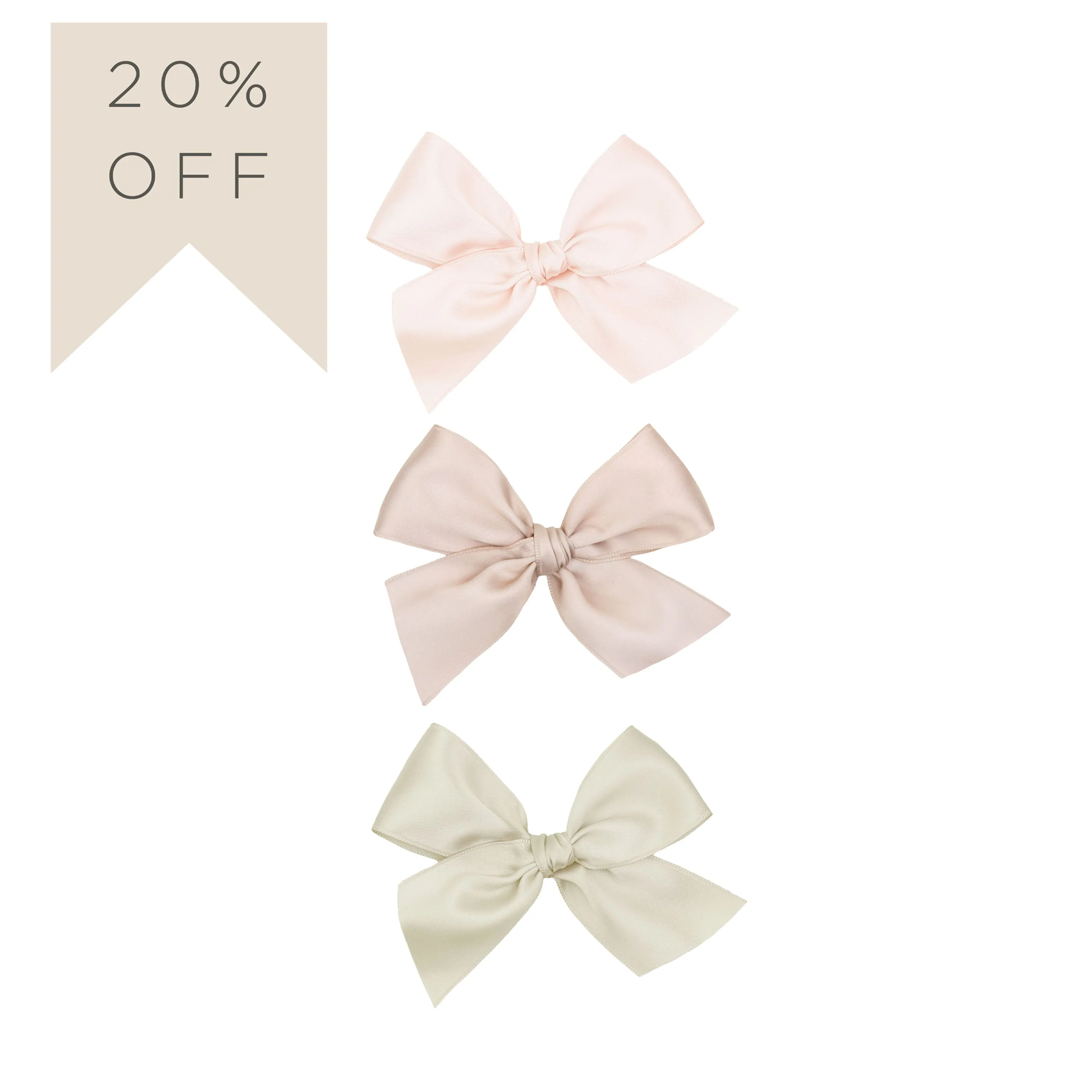 Satin Bow 3 Pack: Blush Clips