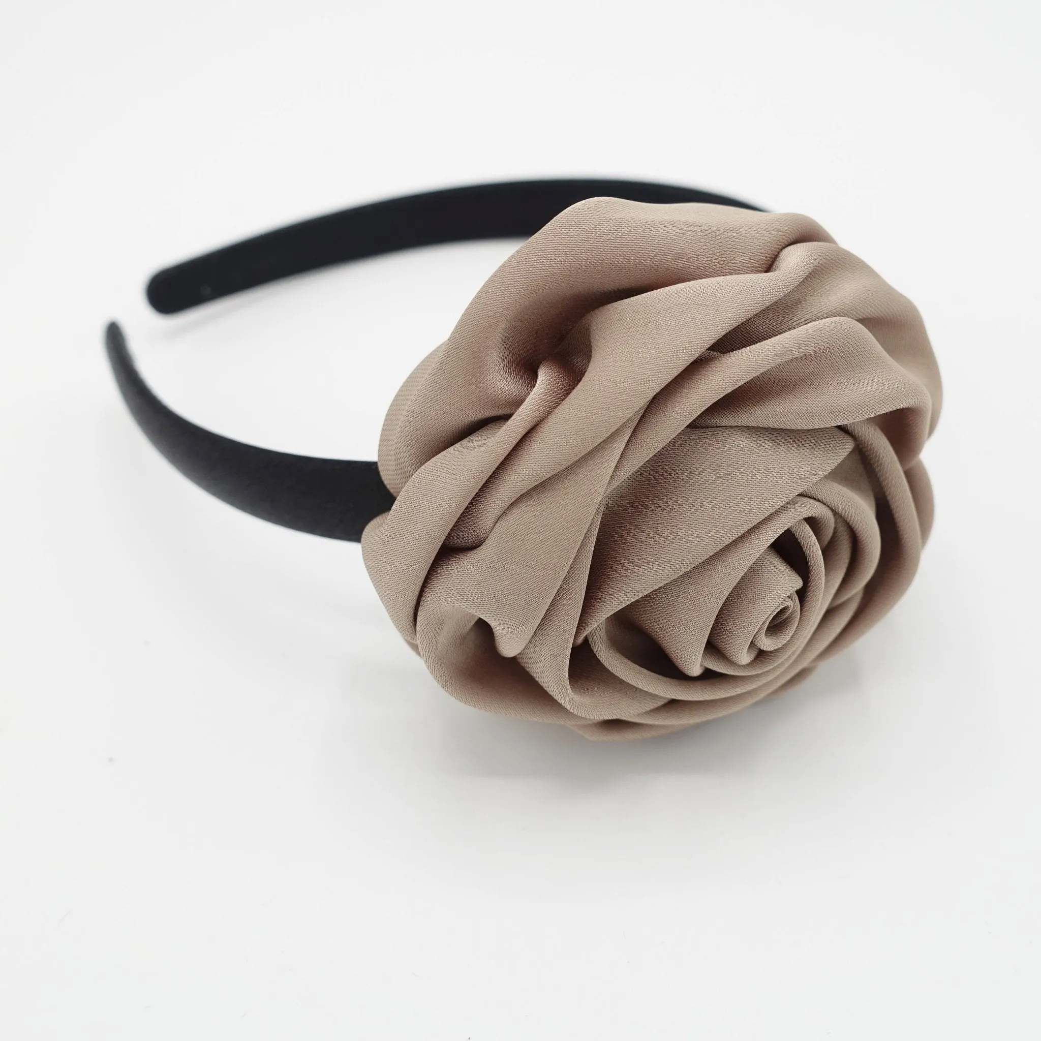 satin rose decorated black satin headband flower hairband simple women hair accessory