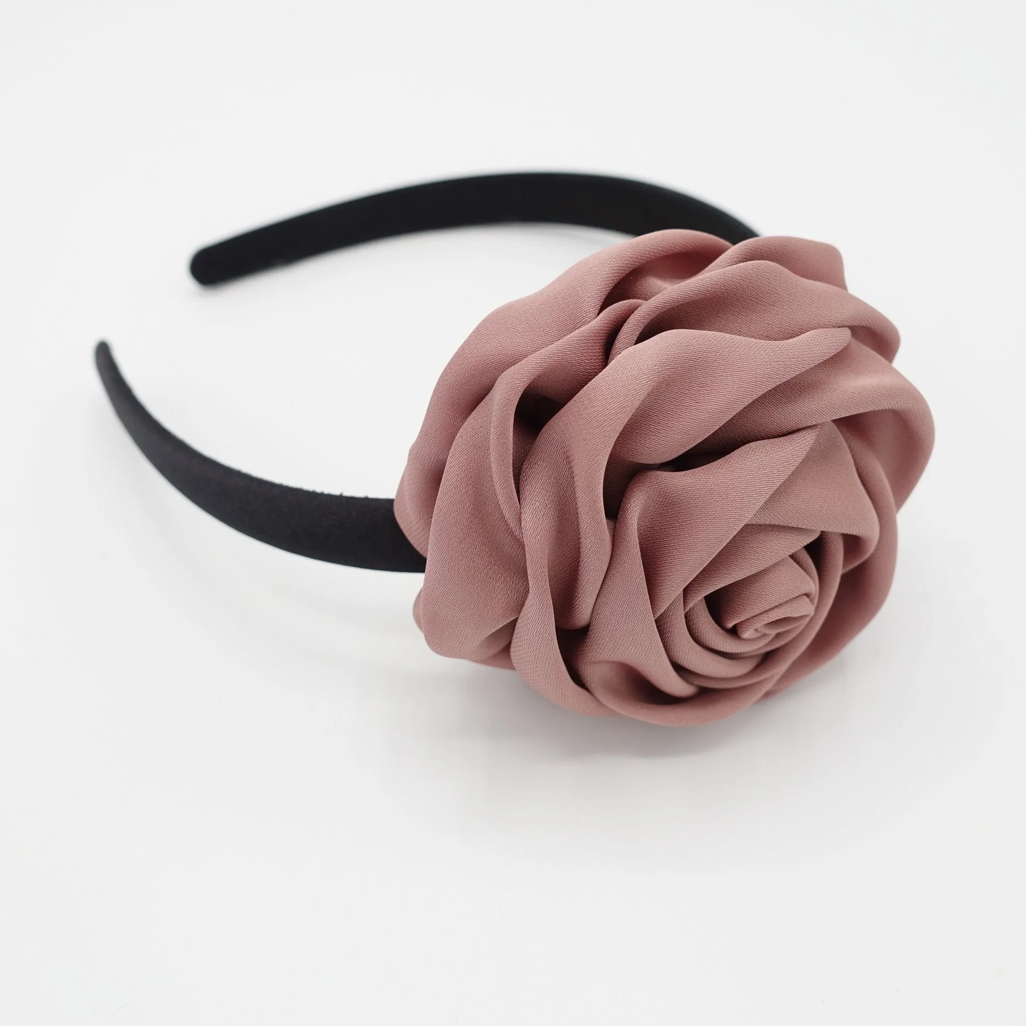 satin rose decorated black satin headband flower hairband simple women hair accessory