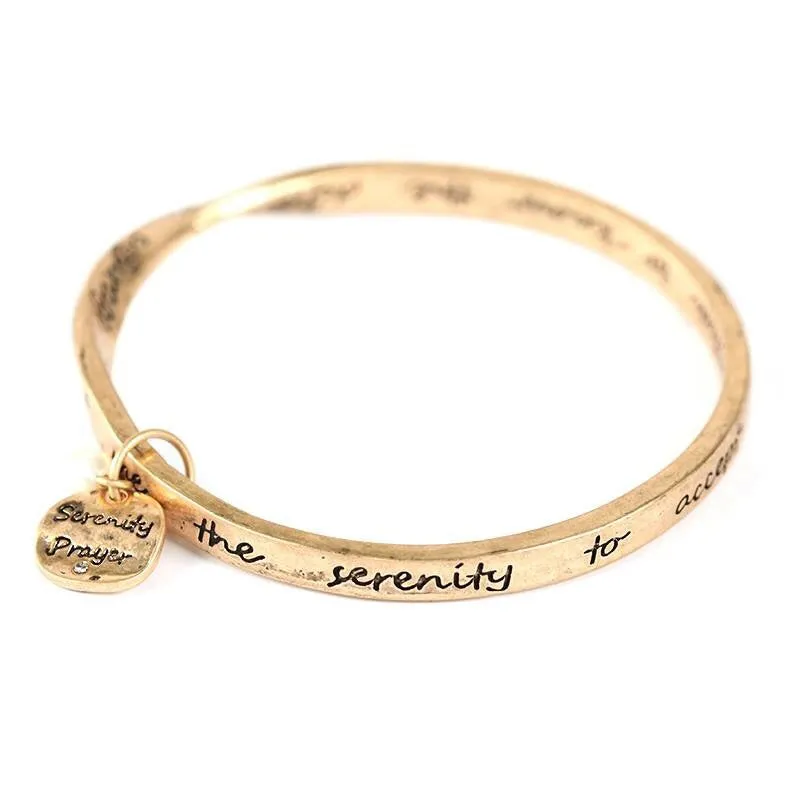 Serenity Prayer Bangle Bracelet Gold