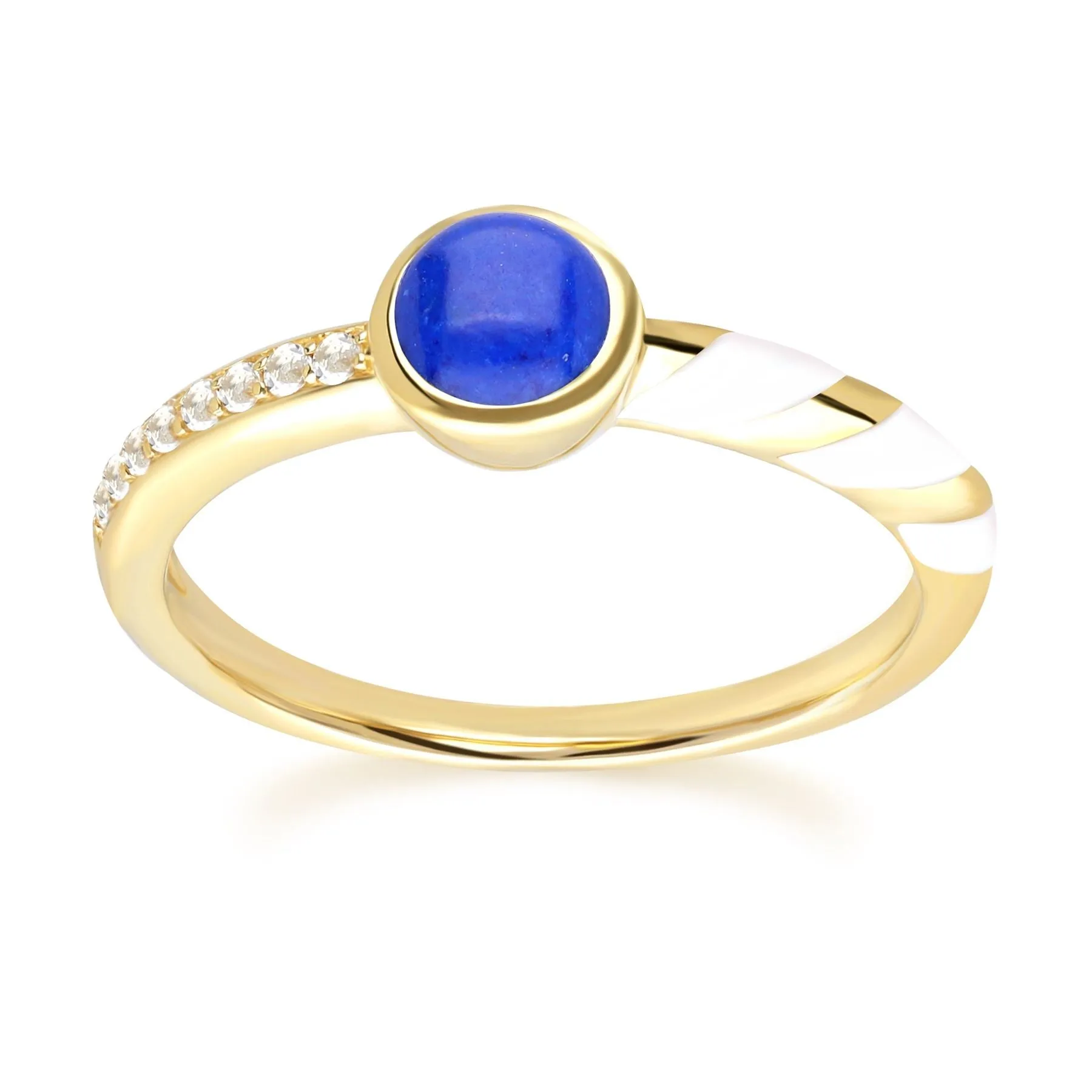 Siberian Waltz Weiß Emaille & Lapislazuli Ring