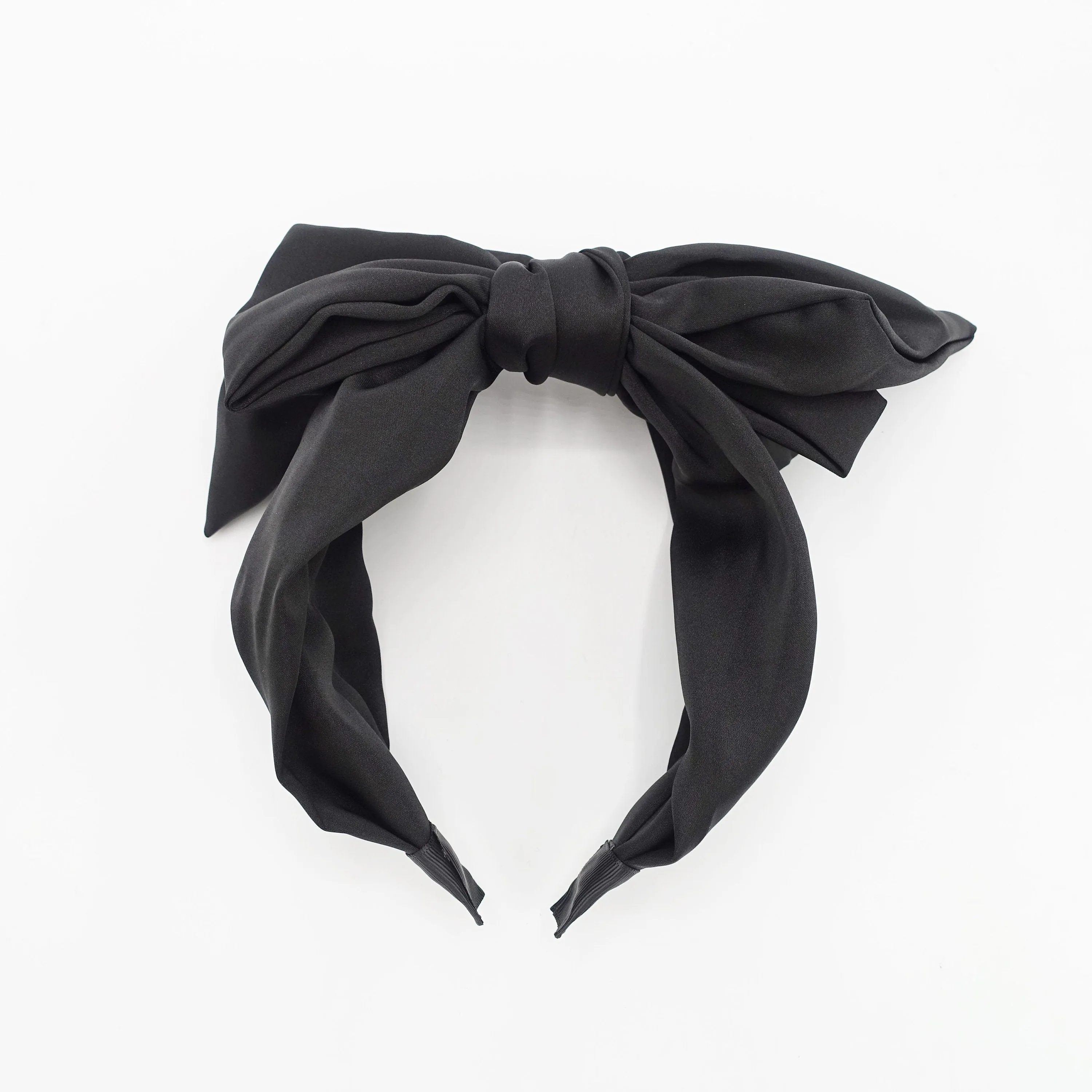 silk satin layered bow knot headband loose droopy hairband for women