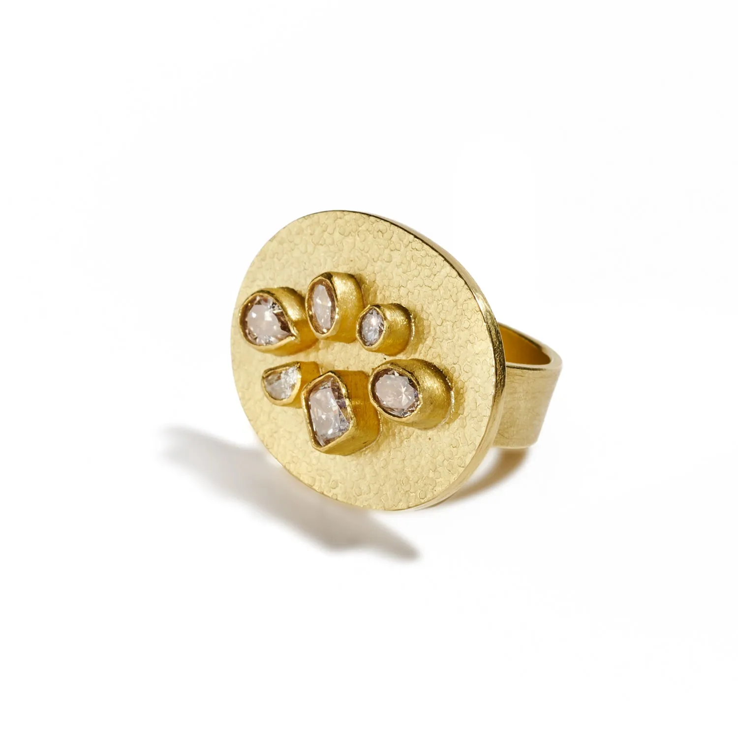 Silk Textured Gold and Diamond Ring