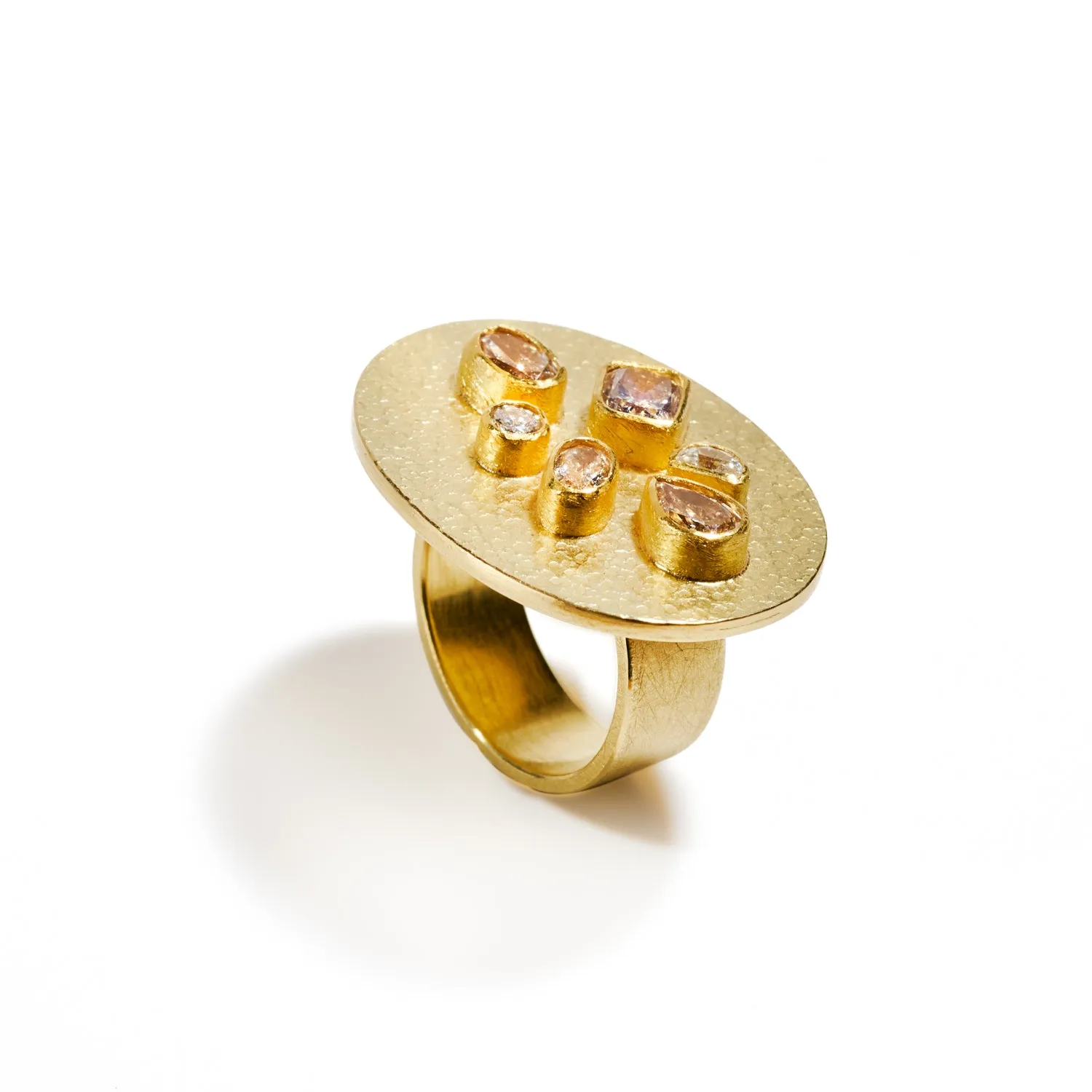 Silk Textured Gold and Diamond Ring