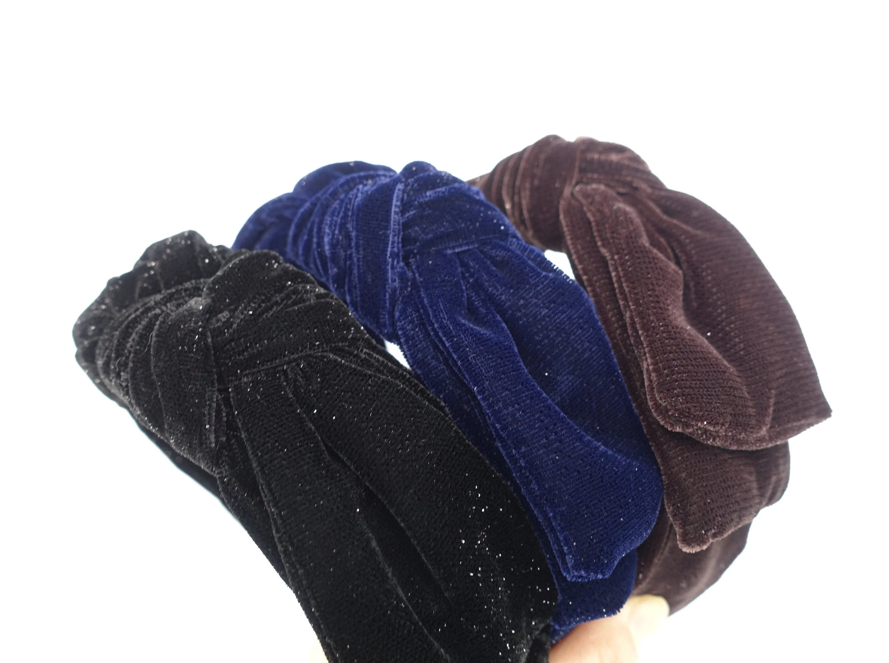 silk velvet solid shimmer headband wire bow hairband Women hair accessory