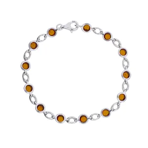 Silver Amber Circles Bracelet