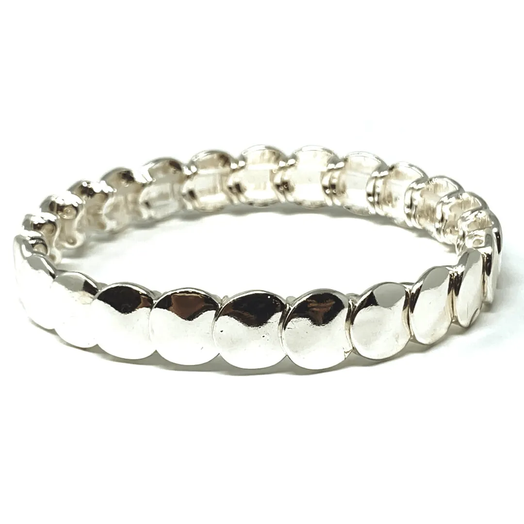 Silver Disc Stacking Stretch Bracelet