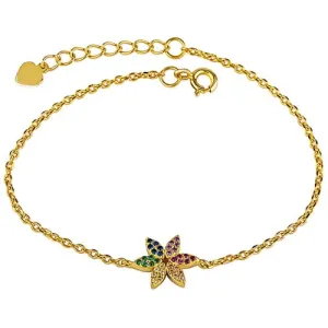 Silver Flower Bracelet Yellow Gold - BZ237YG