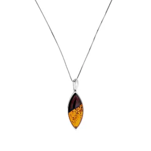 Silver Two Coloured Amber Leaf Pendant