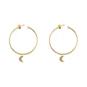 Simple Pendant Moon Earrings