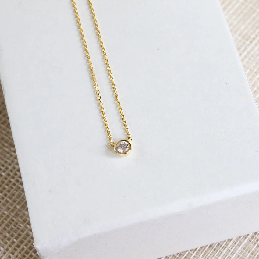 Single Zircon Drop Necklace