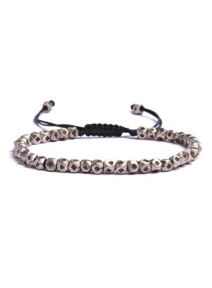 Small Geometric Silver Beaded Men's Bracelet