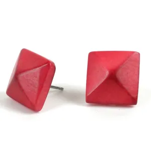 Spike Tagua Nut Stud Earrings in Coral Faire Collection