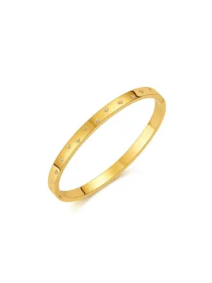 Starburst Bangle Bracelet, 18K Gold Plated Luxury Fashion Hard Bracelet