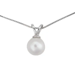 Sterling silver single pearl necklace