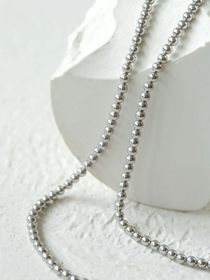 Swarovski Grey 4mm Pearl Long Necklace