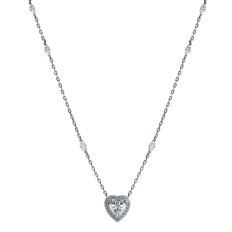 Sweetheart Zircon Silver Necklace