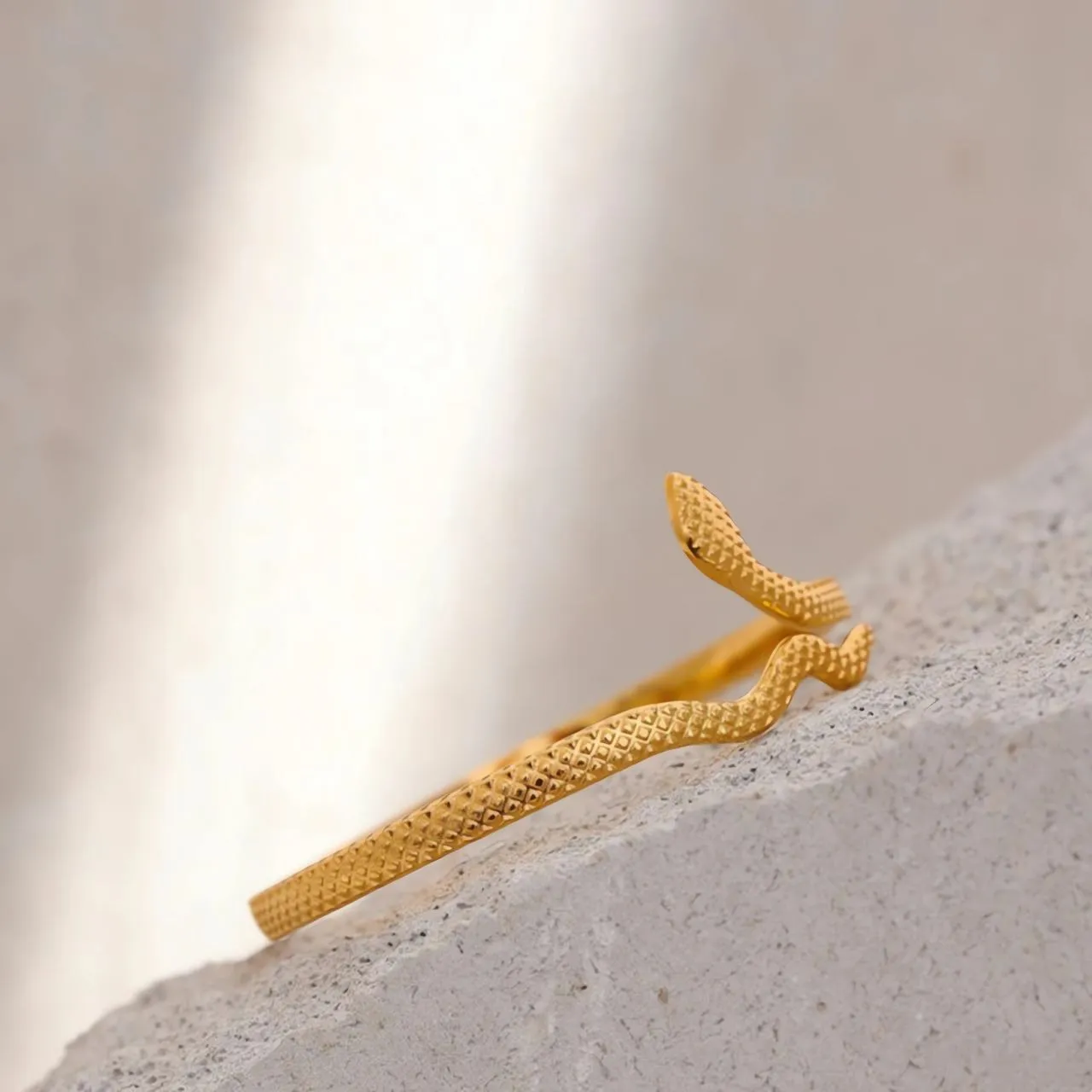 Textured Snake Cuff Bangle Bracelet