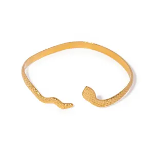 Textured Snake Cuff Bangle Bracelet