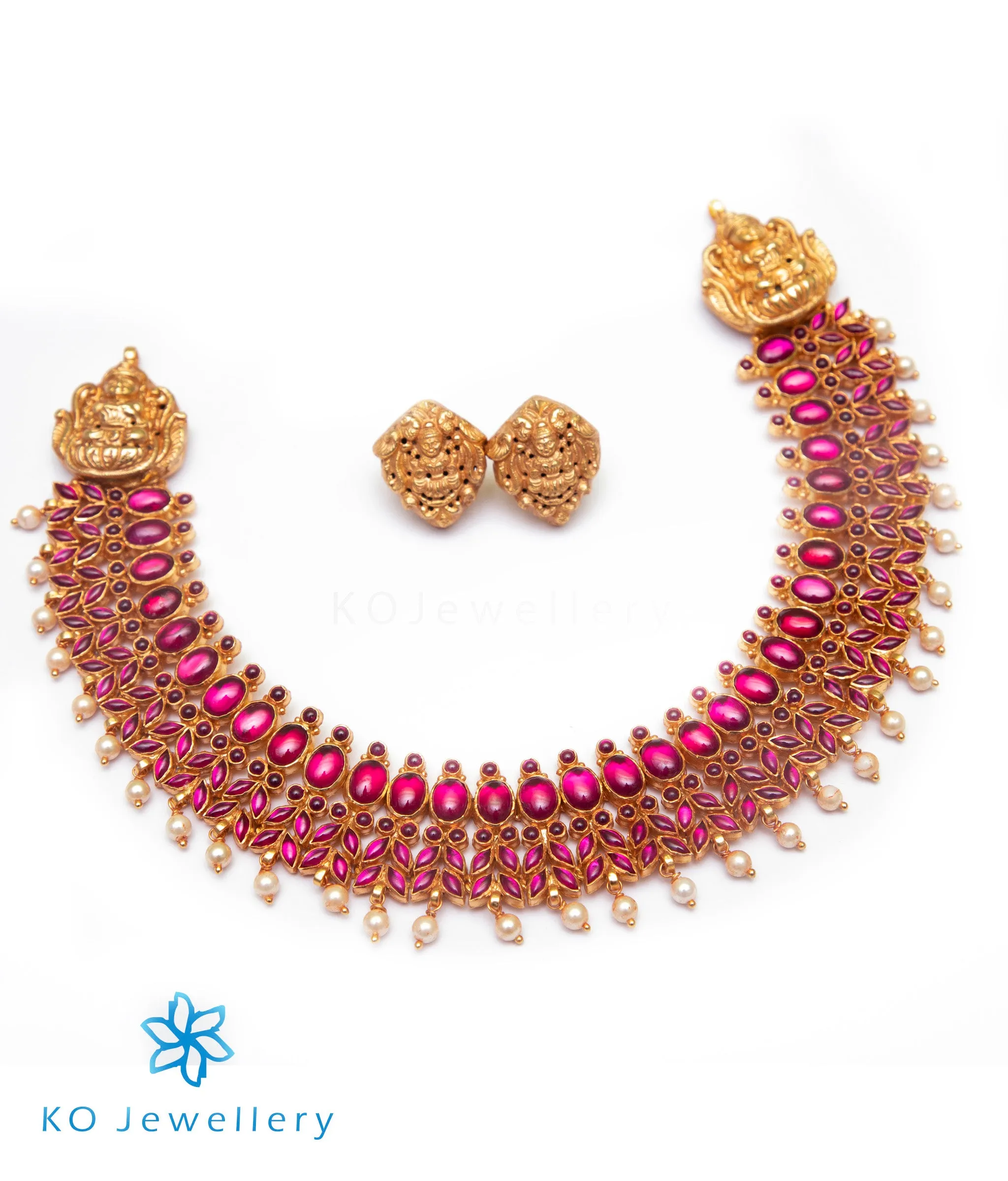 The Ahalya Silver Kempu Necklace