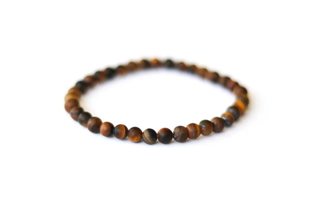 Tiger Eye bracelet for men, brown beaded bracelet, good luck protection stone, men's bracelet beads, 6mm beads, stretchable, gift for him, festival jewelry