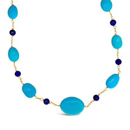 Turquoise & Lapis Bead Necklace