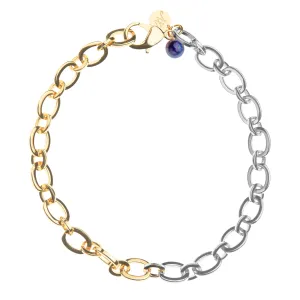 Two-tone Chunky Link Chain with Lapis Bead