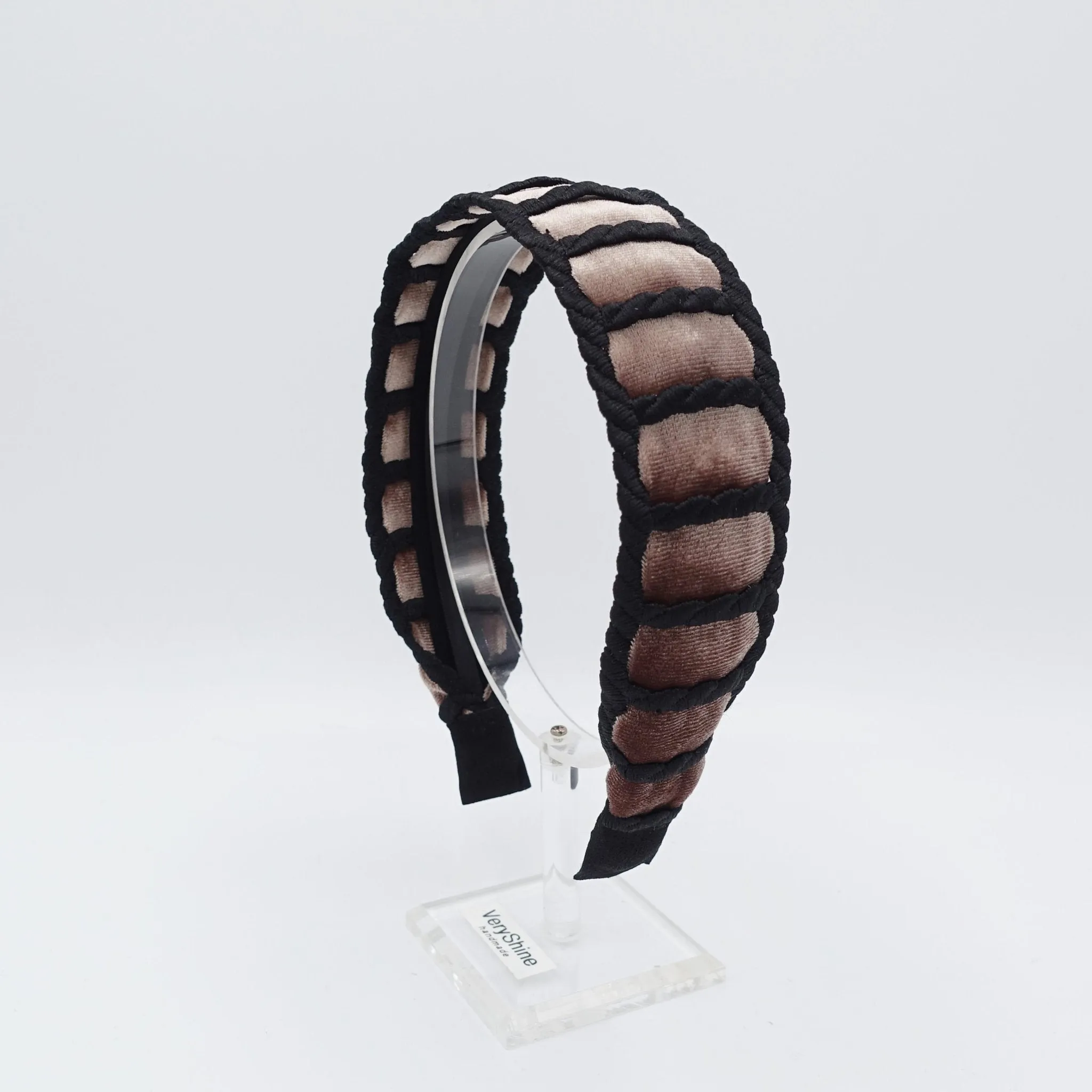 velvet headband rectangle frame embellished hairband unique Fall Winter hair accessory for women