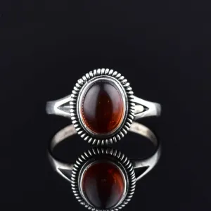 Vintage Amber Braided Silver Statement Ring