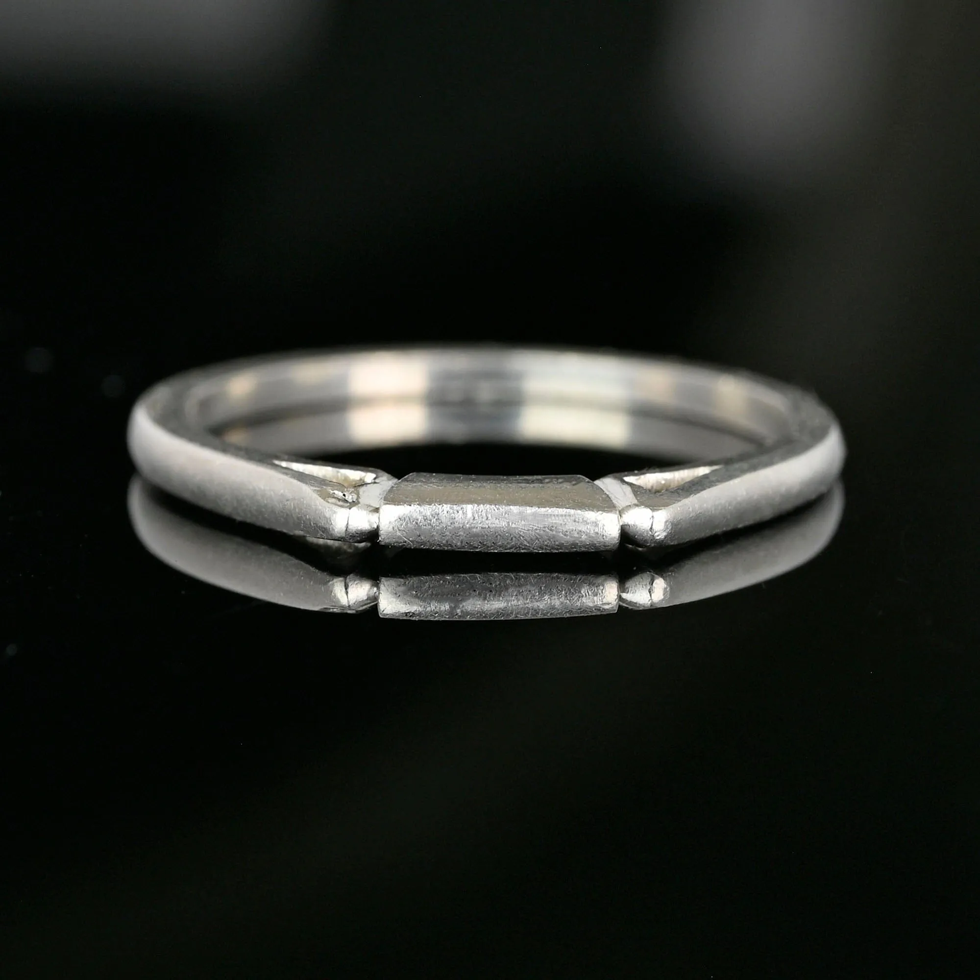 Vintage Geometric Platinum Wedding Ring Band