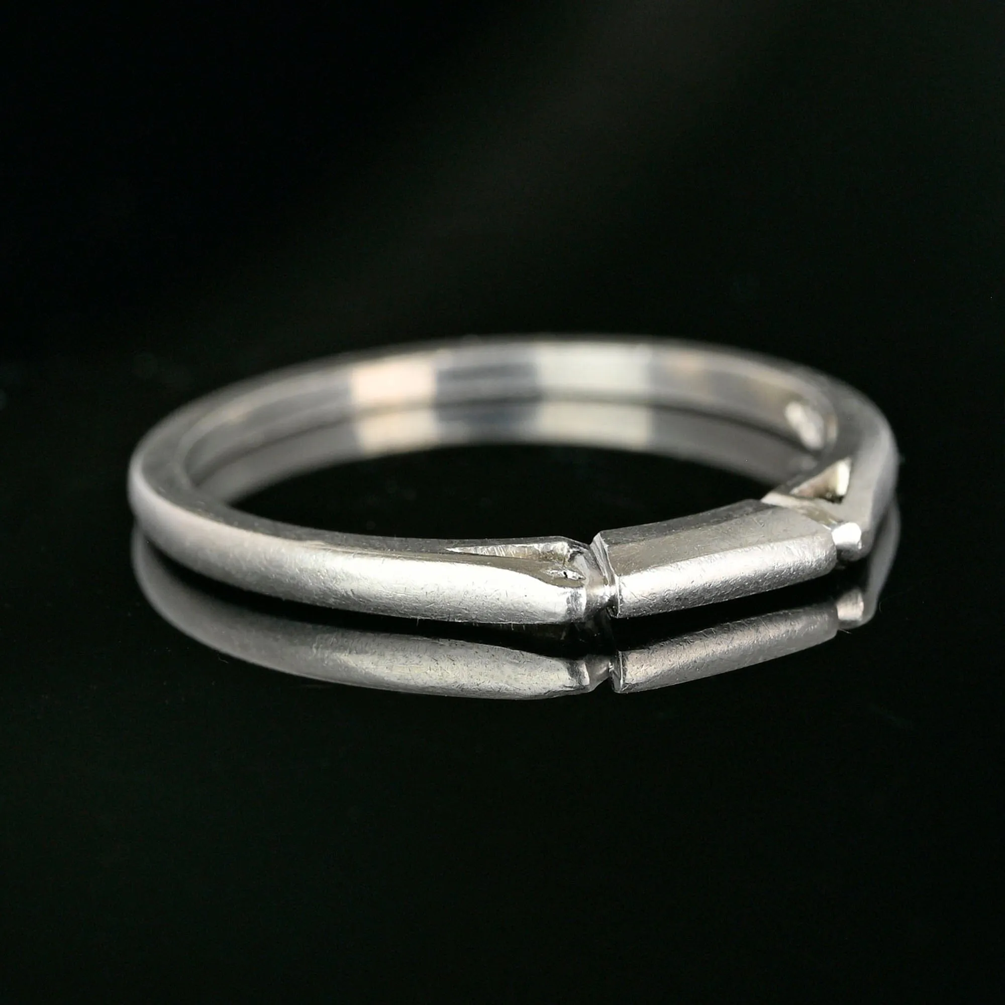 Vintage Geometric Platinum Wedding Ring Band