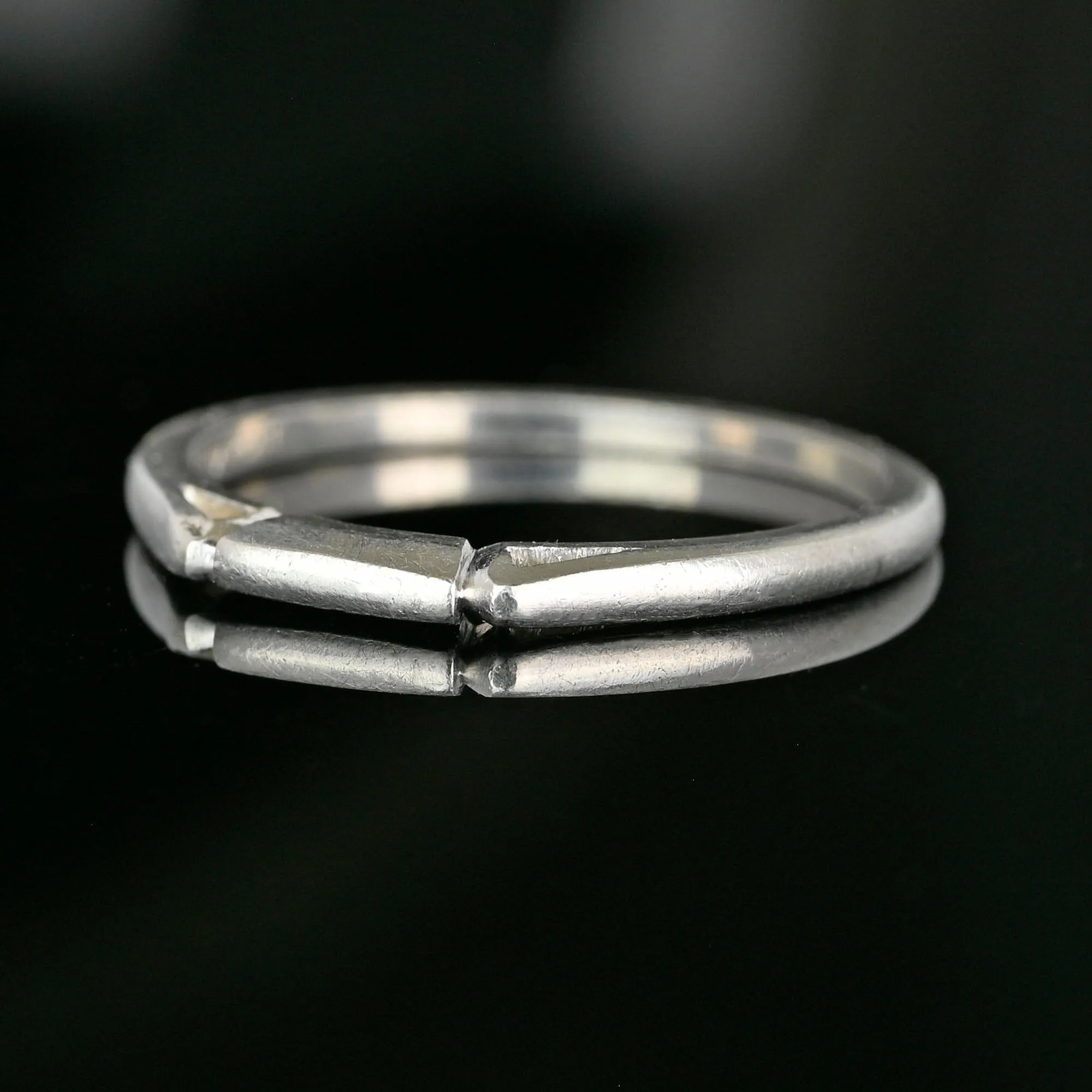 Vintage Geometric Platinum Wedding Ring Band